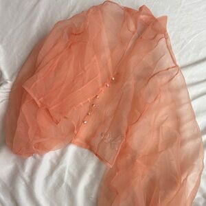 Nasty Gal Peach Sheer Blouse